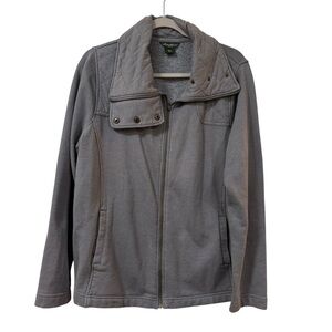 Eddie Bauer gray quilted collar zip jacket womens XXL casual fleece outdoor